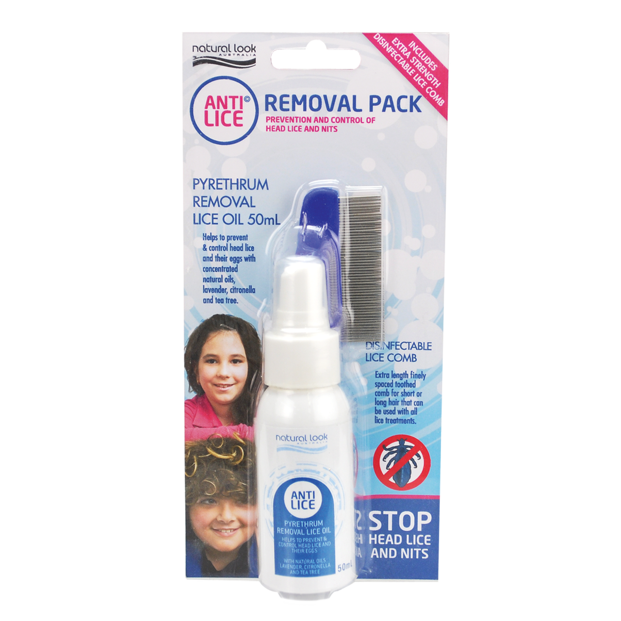 NATURAL LOOK Anti Lice Removal Pack 50ml + Comb 2pc