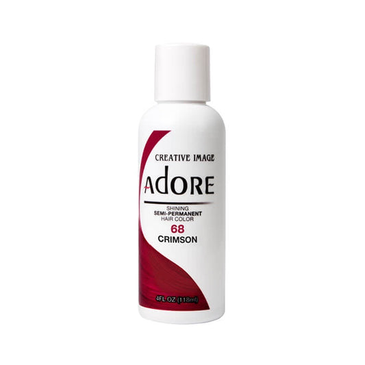 A bottle of ADORE Semi Permanent Hair Colour in Crimson #68 color.