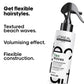L'Oreal Professionnel hair spray bottle with text highlighting features on a white background