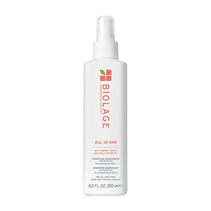Biolage hair spray bottle on a white background