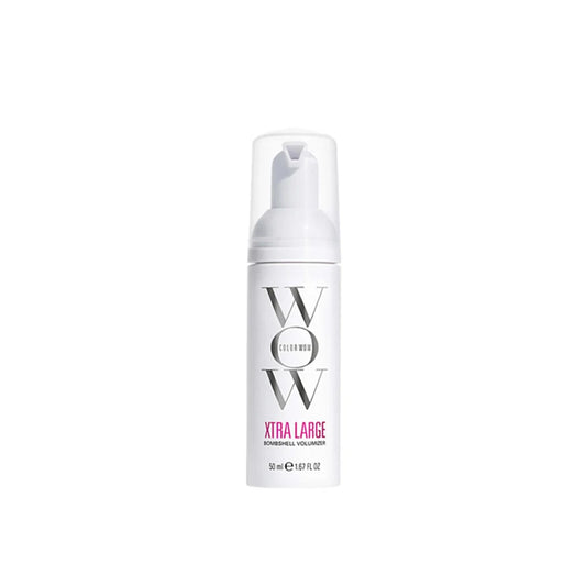 White bottle of Color Wow Xtra Large volumizing foam on a white background
